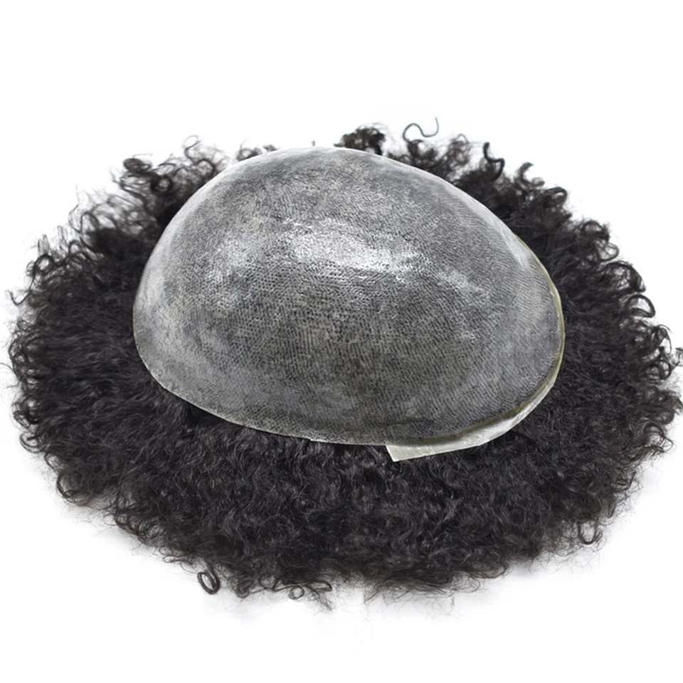 Unidades de Cabello para Hombres Negros Afro Rizado Toupee Pelo Humano Afr Wave System Foto 2 de 4