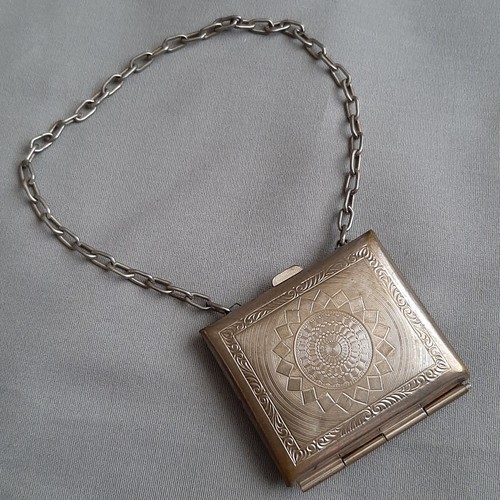 Antiguo Monedero Compacto para Cambiar Monedas Muñequera de Piedra de Vidrio Azul Metal Plateado - Imagen 7 de 10