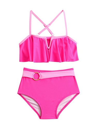 Girls Kids Swimsuit Two Piece Bathing Suit Fitness Swimwear Youth Costume Cute - Picture 18 of 47
