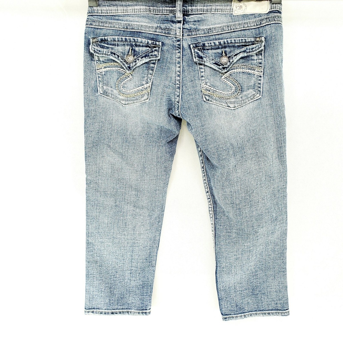 Silver Jeans Womens Sz 27 McKenzie Capri Flap Pockets Stretch