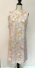 Vintage 50  s 60  s Womens Sz 13 Pastel Floral Dress Sleeveless Pink Yellow Shift