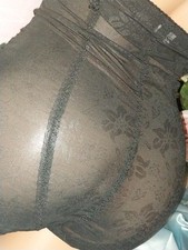 Vtg SILKY SHEER FLOWERS EYE HOOK PIN UP PANTIES GIRDLE NYLON SPANDEX CD TG TV XS