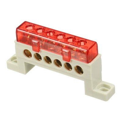 Terminal Ground Bar, 6 Positions 7x11mm Ground Block for Electrical, Red