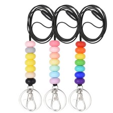 Breakaway Teacher Lanyard Silicone Beaded Lanyard for ID Badges Women