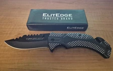 Rescue knife w/seatbelt cutter, window punch, belt clip. Assisted opening blade.