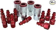 14-Piece ColorFit by Milton Coupler & Plug Kit - (M-Style, Red) - 1/4" NPT..US