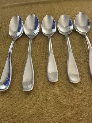 Oneida VOSS Stainless (2) Soup Spoons (3) Teaspoons  Glossy Concave Flatware