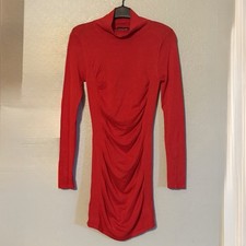 EXPRESS Red Knit Bodycon Dress XS Mock Neck Stretch Date Night Club Vixen  Sexy