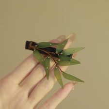 Chinese Style Hair Clip Imitation Water Drop Bamboo Leaf Qipao Hanfu Hairpin 1pc