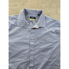 Chaps Shirt Mens 18.5 36/37 Blue Plaid Comfort Stretch Button Up
