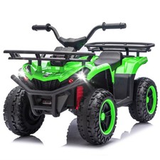 Kids Ride On ATV Off Road Car 24V 160W With Bluetooth LED Storage Rack Green