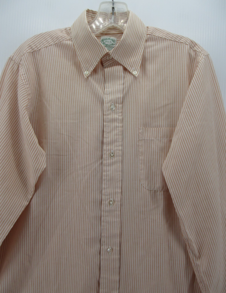 VINTAGE Brooks Brothers Shirt 15 1/2 Peach 6 Button OCBD 60s