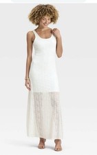 White Women's Textured Knit Maxi Dress - A New Day M NWT