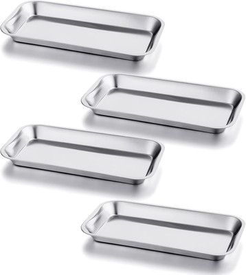 4 Pack Small Surgical Tray, 201 Stainless Steel Tray with Seamless Trays