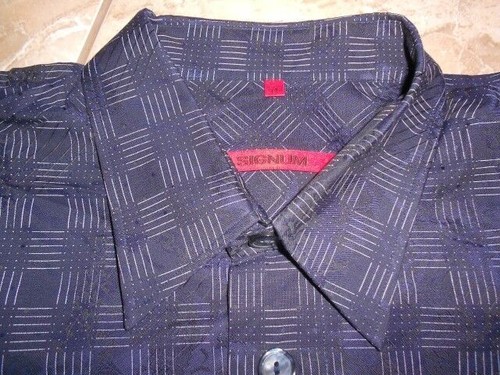 EC159 Signum Rouge Chemise M Bleu Foncé Blanc à Carreaux Très Bien - Photo 1/1