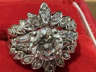 14K (1.55ct) Brillant Cut Diamond Engagement ring Color H I Clarity I SZ 4 1/2