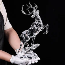 Acrylic Reindeer Christmas Decor Figurine - Modern Elegant Clear Reindeer Orname