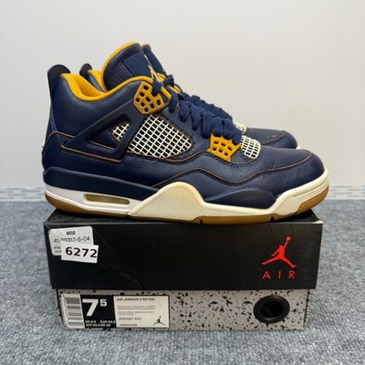 Nike Air Jordan 4 Retro Dunk Above  Blue Yellow Shoes 308497-425 Men's Size 7.5