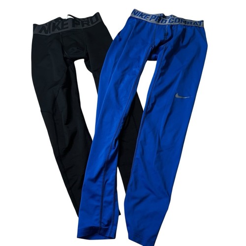 Nike Pro Combat due paia leggings sportivi a compressione taglia large nero e blu - Foto 10 di 10