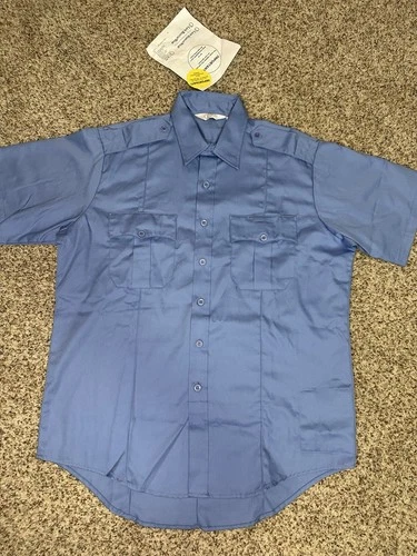 NWT Lion Apparel StationWear Firefighter Shirt L 16.5 Blue Short Sleeve Uniform - product listing photo