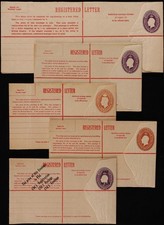 AUSTRALIA 1928-42 Koperty pocztowe Zarejestrowane 5 sztuk. ACSC kot $550