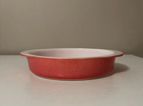 VTG Pyrex 221 Desert Dawn Speckled Pink Round Baking Dish 25 Cake Pan 8" USA