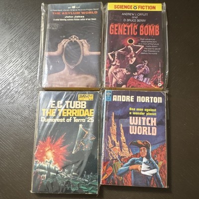Vintage Sci-Fi Fantasy Paperbacks Lot: Asylum World, Genetic Bomb, Terridae, Wi 