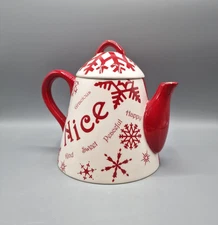 The Main Ingredients Christmas Naughty / Nice Christmas Teapot Red/White w/ Lid