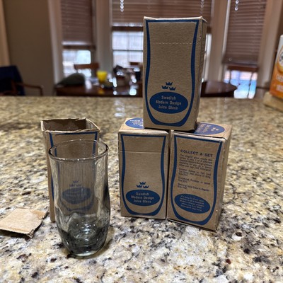 4 Vintage Duz Procter & Gamble Swedish Modern Design 5 oz Promo Juice Glass NOS