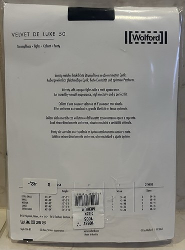WOLFORD Velvet De Luxe 50 Black Tights Size M - 第 2/2 張圖片