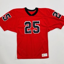 Vintage 1980s Russell Athletic 25 Football Jersey T-Shirt USA Made Red M