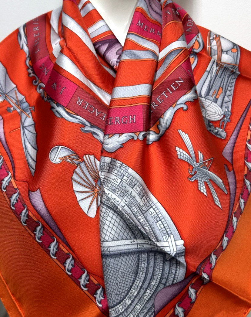 Hermes Scarf NEW Special Carre 'BREITLING x REVES D'ESPACE' RARE France Foulard thumbnail 3