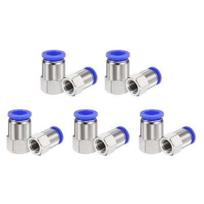 10pcs Female Straight 12mm Tube OD x 1/4'' NPT Push to Connect Fittings, Blue
