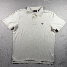 Chaps Polo Shirt Men's Size Medium Beige 2 Button Cotton Logo 3075
