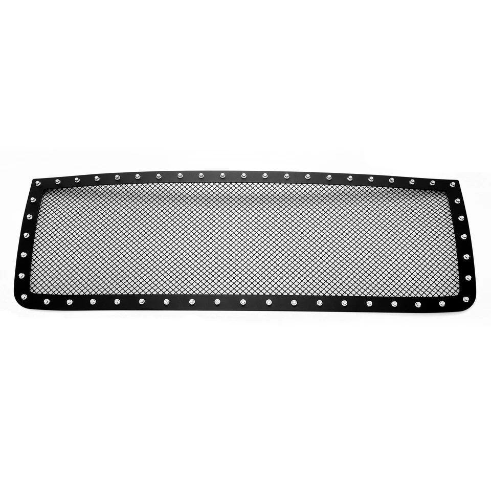 Se adapta a 07-10 GMC Sierra 2500/3500 HD principal superior de acero inoxidable malla negra rejilla remache Foto 2 de 3