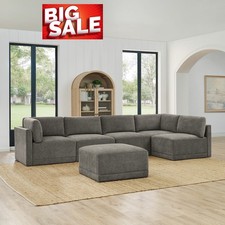Thomasville Fallon Grey 6 Piece Modular Fabric Sofa