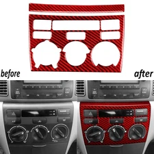 Red Carbon Fiber Console AC Climate Switch Panel Cover For Toyota Corolla 03-08