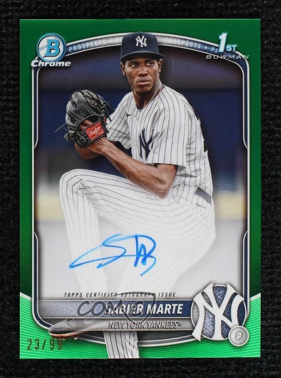 2025 Bowman Chrome Prospect Green Refractor 23/99 Sabier Marte #CPA-SM Auto