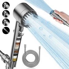 FEELSO Handheld Shower Head, High Pressure Shower Head with Filter 4 Spray Combo