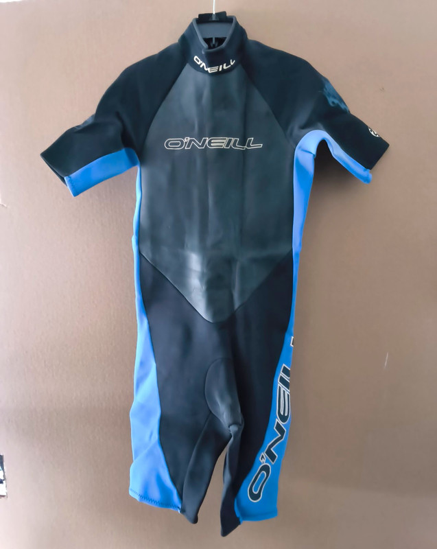 O'Neill Black/Blue Shorty Wetsuit Back Zip Short Sleeve Short Leg Size LT