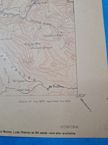 Sonora 1897 California Topographical Map Original USGS - Picture 2 of 9