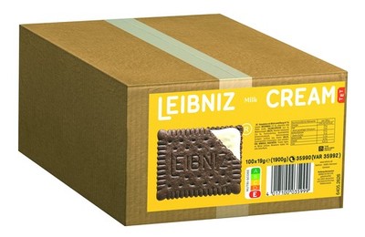 LEIBNIZ cream milk bulk pack 2 cocoa cookies with milk cream filling 100 x 19 g