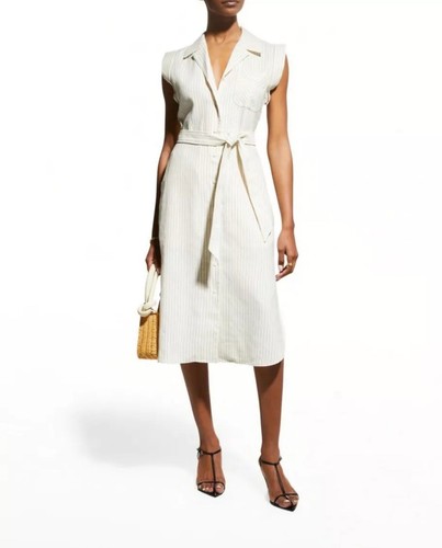 Rag & Bone Helena Shirt Dress Ivory w Pinstripe size 4 $450