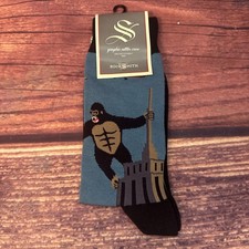 Socksmith Men's Crew Socks Gorilla Blue Black Size 10-13 New