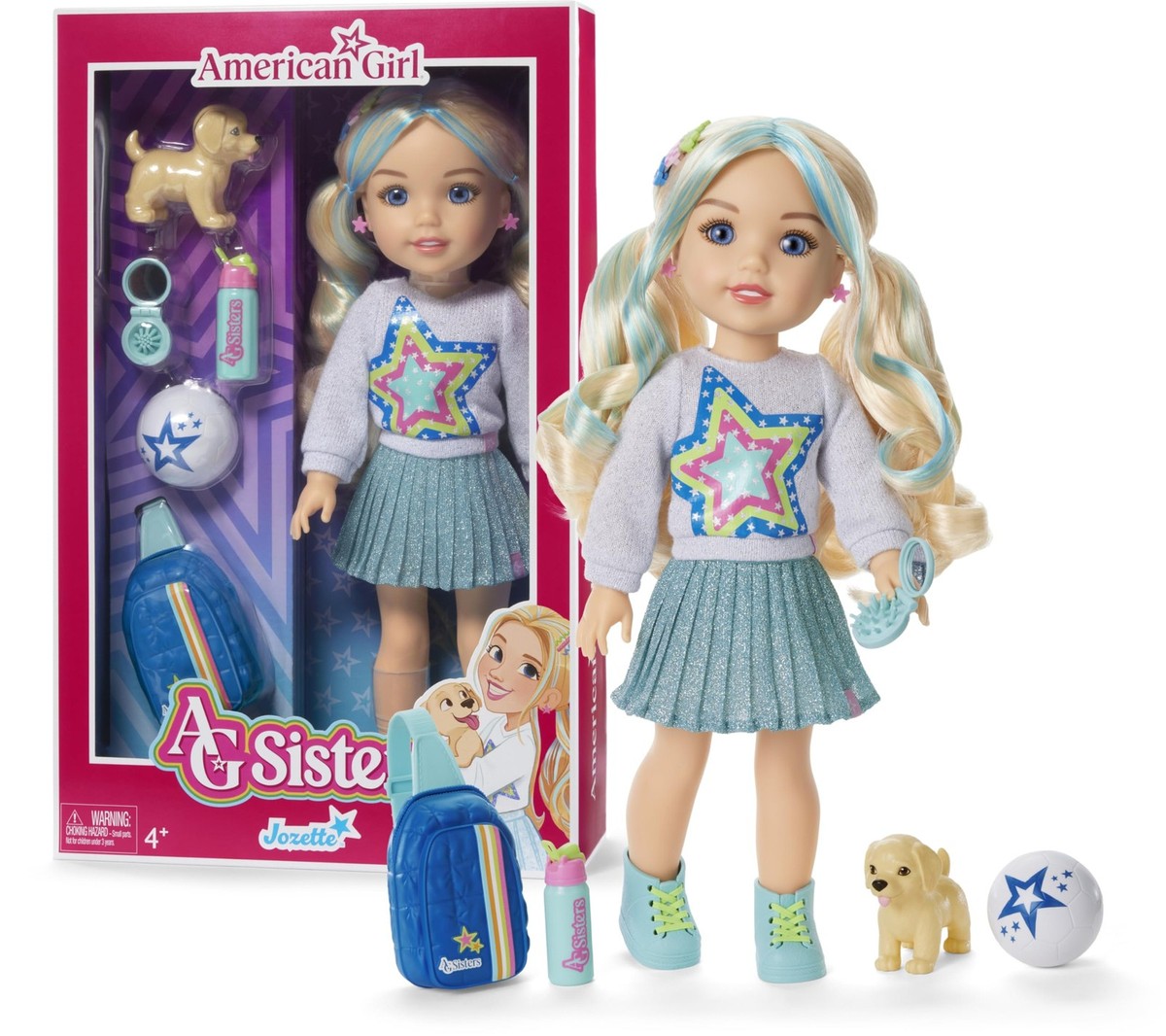 American Girl, AG Sisters Jozette Doll, with Blue Eyes, Long Wavy