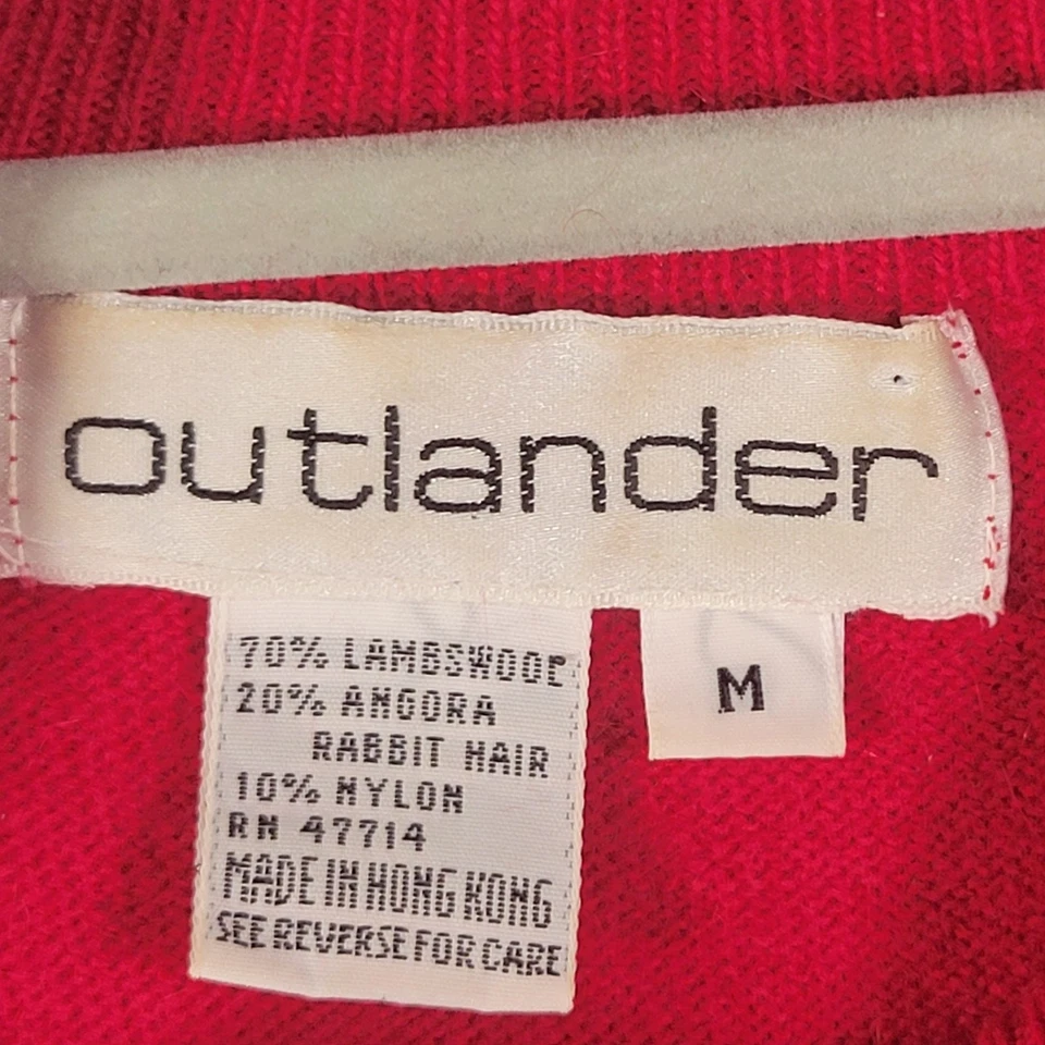 Vtg Outlander Red Mock Neck Sweater Women’s L Angora Lambswool Pullover 90s  - Image 3 of 4