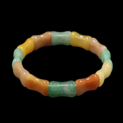 8'' 100% Natural Grade A Yellow Brown Green Aventurine Jade Bracelet Bangle A-208