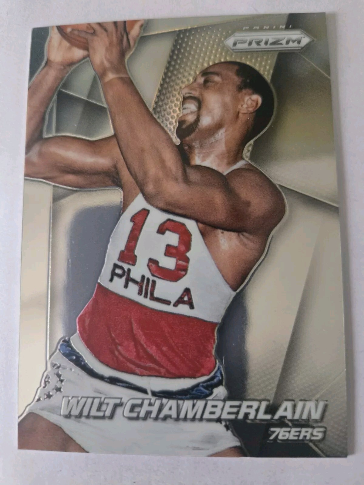 2014 Wilt Chamberlain Panini Prizm Silver Basketball Card.