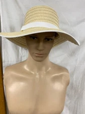 PANAMA JACK WOMEN'S PAPER BRAID SUN HAT WHITE ONE SIZE BRAND NEW