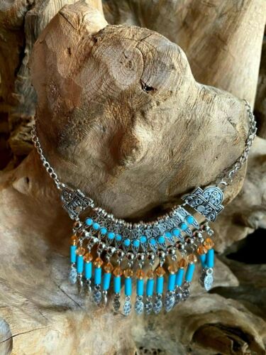 Indianer Schmuck Kette Tiber - Silber - Türkis necklace Jewelry Little Big Horn  - Afbeelding 1 van 6